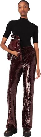 Maje Sequin-embroidered trousers in Burgundy at Nordstrom, Size 42 Eu