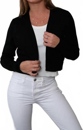 Metric Knits Long Sleeve Open Front Cropped Cardigan In Black