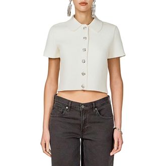 endless rose Jewel Buttoned Top in Ivory at Nordstrom, Size X-Small