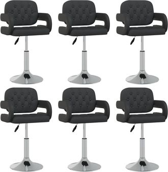 vidaXL Vidaxl - Sillas De Comedor Giratorias 6 Unidades Cuero Sint&eacute;tico Negro
