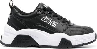 Versace Jeans Couture logo-print round-toe sneakers - women - Leather - 39 - Black