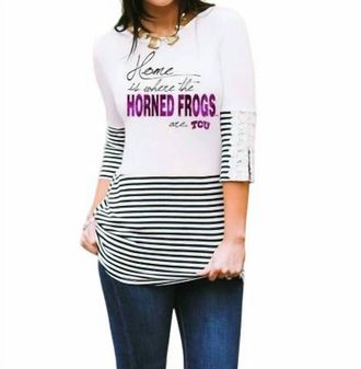 Gameday Couture Tcu Button-Lace Top In White