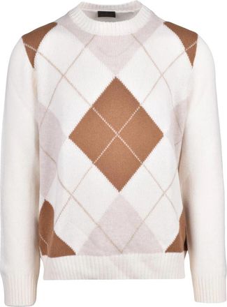 Ambrosio Ambrosio Virgin Wool Crewneck Sweater - White/Brown