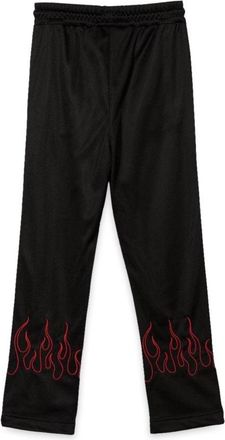 Vision Of Super Red Embroidered Flames Trousers - Black