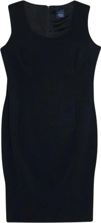 Marina Rinaldi Navy Blauwe Mouwloze Jurk - Dames - Casual kleedjes - Blauw - L - Polyester - Kleedjes