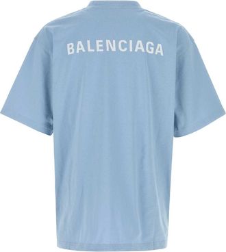 Balenciaga Logo-Embroidered Cotton T-Shirt - Blue