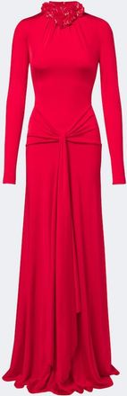 DAVID KOMA Draped floral-appliqu&eacute; gown