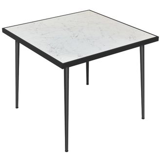 OUTSUNNY Outdoor Dining Table for 4 with Marble Effect Tempered Glass Top White | TJ Hughes