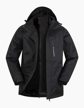 Mountain Warehouse Mens Mountain Warehouse Mens Bracken Extreme 3 in 1 Waterproof Jacket - Black - Size: 40/Regular