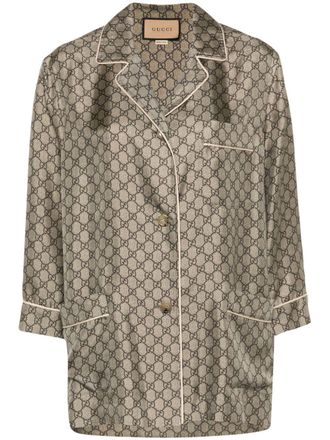 Gucci GG Supreme print silk shirt - Neutrals