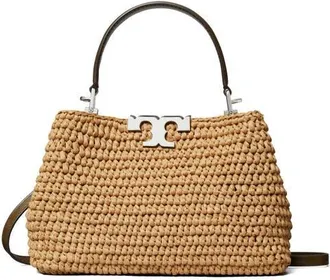 Tory Burch Mini Eleanor Raffia Satchel in Honeycomb at Nordstrom