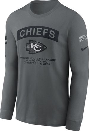 Nike Kansas City Chiefs Salute to Service Nike Mens NFL Long-Sleeve T-Shirt in Grey | NKAC0AIA2G-RFD
