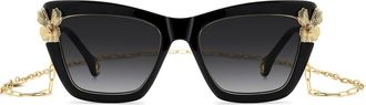 Carolina Herrera 54mm Gradient Cat Eye Sunglasses in Black/dark Grey Sf at Nordstrom
