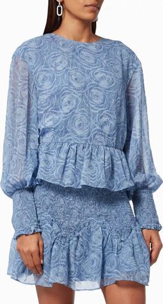 Elliatt Heart Long-Sleeve Top In Blue