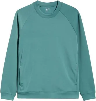 Zella Flex Double Knit Crewneck Sweatshirt in Teal Titanic at Nordstrom, Size Xx-Large