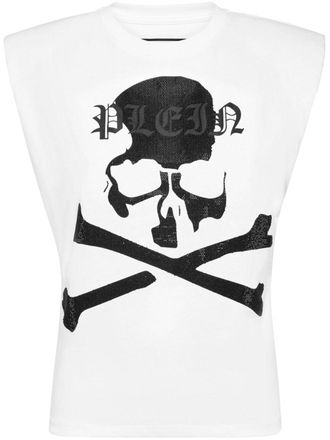 Philipp Plein Canotta Skull con strass - Bianco