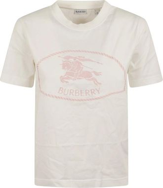 Burberry Knight Stamp Katoenen T-shirt - Dames - T-shirts - Wit - XS - Katoen - Tops