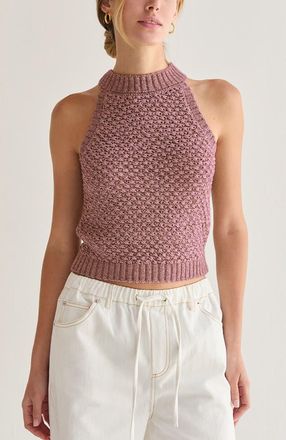 Crescent Basket Weave Halter Knit Top in Mauve at Nordstrom, Size X-Small