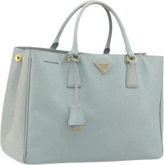 Prada Pre-owned Tote Bags, female, Blue, Size: ONE SIZE Pre-owned Vintage Saffiano Leather Hand Bag