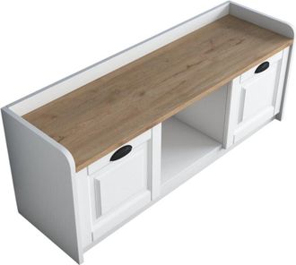 Dmora Scarpiera Egay, Mobile portascarpe, Armadio da ingresso multiuso, Mobiletto per calzature, 120x40 h45 cm, Bianco e Noce - Dmora