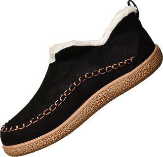 Generic Winter Boots Women Ankle Boots Warm Cotton Shoes Border Large Size Flat Solid Colour Velvet Thickened Boots Boots Ladies Knee High Wide Fit (Black, 5.