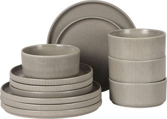 Gibson Home Avant-Garde 12-Piece Reactive Glaze Stoneware Dinnerware Set in Chateau Grey at Nordstrom