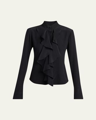 Alexander McQueen Ruffle Crepe De Chine Shirt