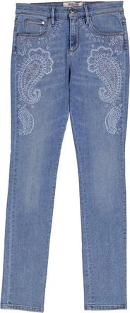 Roberto Cavalli Bandana Embroidered Skinny Jeans, Brand Size 40 ( US Size 6 )