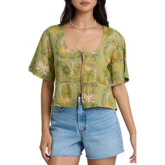 Billabong Totally Tropic Tie Front Top in Cedar at Nordstrom, Size X-Small