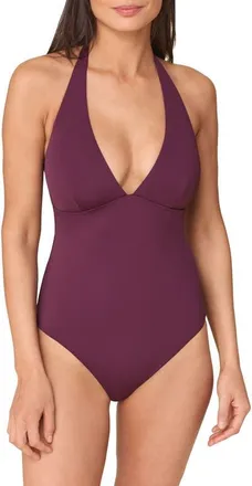 Andie Swim The Majorca Halter One-Piece Swimsuit in Sundried Violet at Nordstrom, Size X-Small