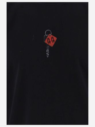 44 Label Group Logo-Print Cotton T-Shirt - Black