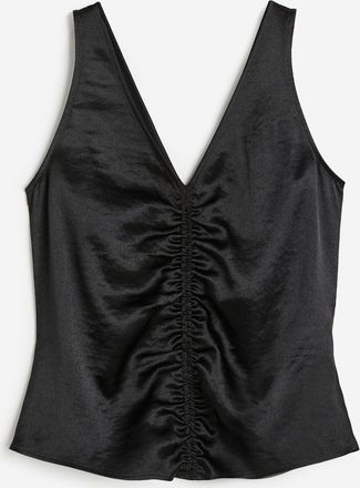 H&M Gerafftes Satintop - Schwarz