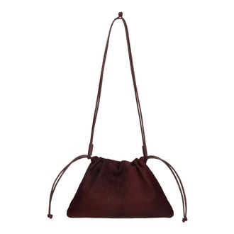 Kazar Tassen, Dames, Bruin, ONE Size, Leer, Maroon leren tas met natuurlijke borstelharen