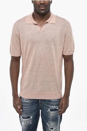 Altea Cotton and Linen Polo with Open Collar size Xxl