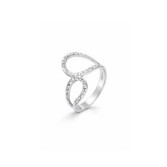 Gold & Honey Womens Pear Wrap Diamond Cut Ring In Silver