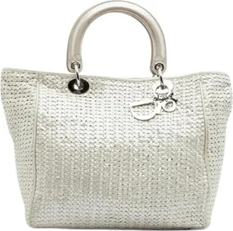 Dior Pre-owned Handbags, female, Gray, Size: ONE SIZE Pre-owned Leather Handbag