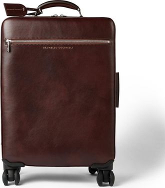 Brunello Cucinelli Burnished calfskin suitcase in Burgundy at Nordstrom