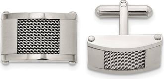 Diamond2Deal Stainless Steel Brushed and Polished with Wire Inlay Cufflinks