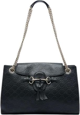 Gucci Pre-owned Emily Schoudertas - Dames - Pre-owned - Zwart - Maat: ONE Size Leer