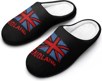 Generic Vintage England Flag Funny Mens Cotton Slippers Soft Non-Slip Rubber Sole House Slipper Indoor Outdoor