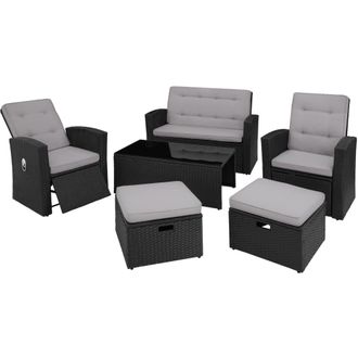 TecTake Conjunto de rat&aacute;n con estructura de aluminio y resistente negro