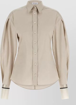 Brunello Cucinelli stretch cotton poplin shirt with shiny silk cuffs