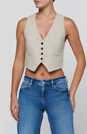 L'agence Jianna Short Tweed Vest in Cappuccino/ivory Tweed at Nordstrom, Size X-Large