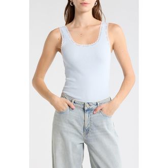 Abound Lace Trim Tank Top in Blue Bird at Nordstrom Rack, Size X-Small