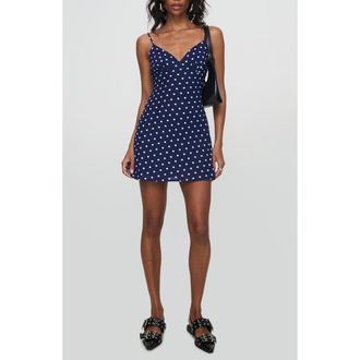 Princess Polly Chara Polka Dot Minidress in Navy at Nordstrom, Size 10