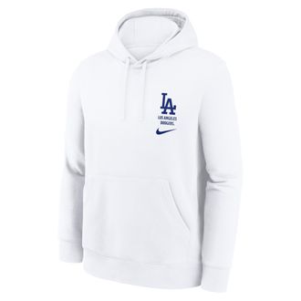 Nike Los Angeles Dodgers Minimal Club Nike Mens MLB Pullover Hoodie in White | NKDK10ALD-RZV