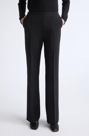 Max Mara Morata Stretch Virgin Wool Flare Leg Pants in Black at Nordstrom, Size 14