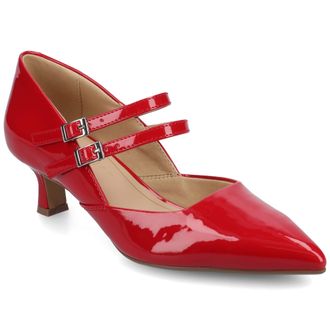 Journee Collection Womens Carnation Medium and Wide Width Kitten Heel Mary Jane Pumps