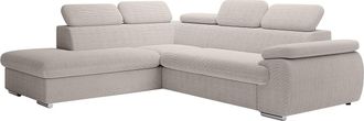 Vente-Unique Sof&aacute; rinconera izquierda convertible en terciopelo beige FABIEN