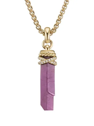 David Yurman 18kt yellow gold Wrapped Crystal diamond amulet (46mm)